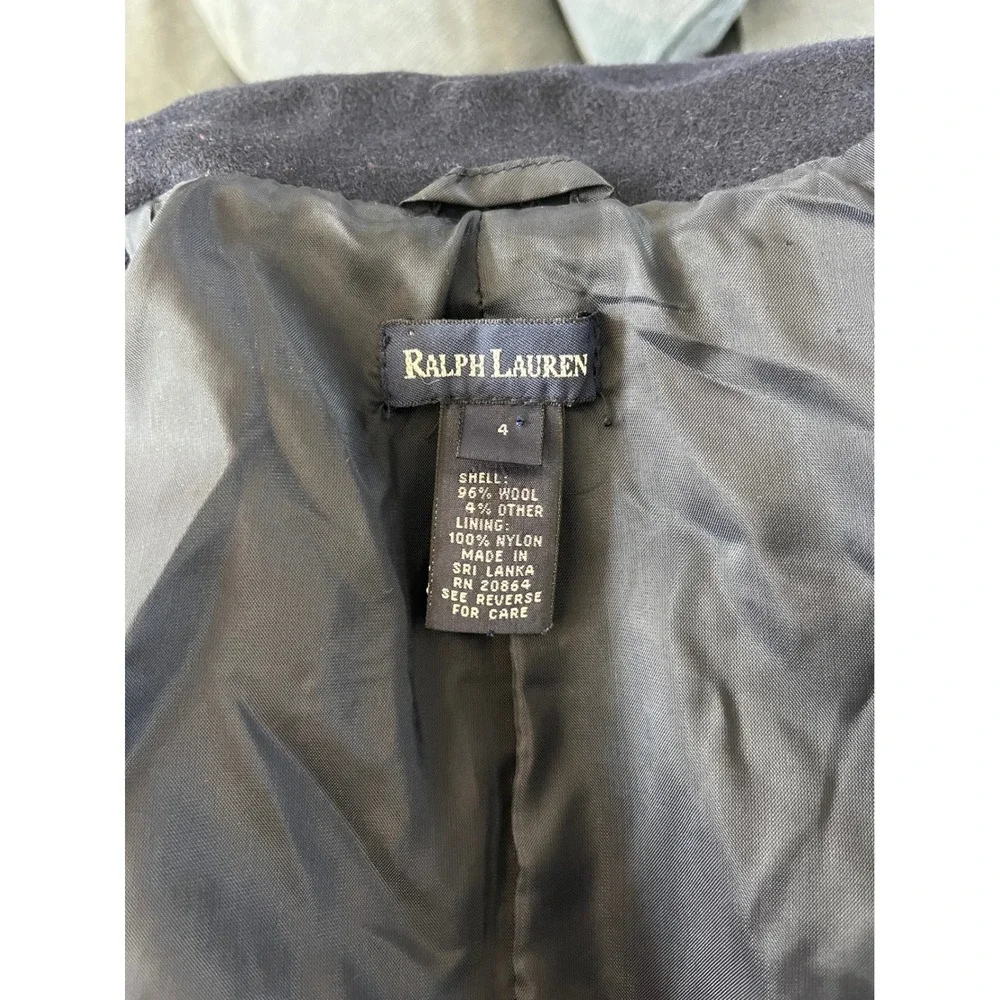 Ralph Lauren Kids Navy Wool Blend Double‎ Breasted Peacoat Size 4